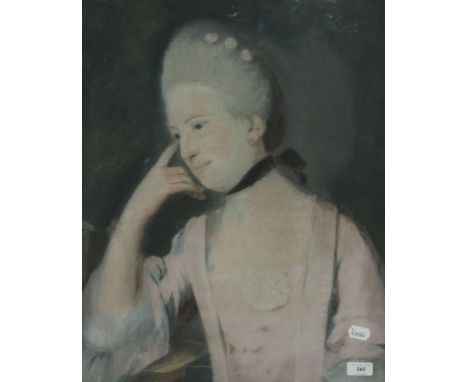 Attributed to Francis Cotes, a portrait of a lady wearing a pink dress, pastel, 60 x 47 cm 