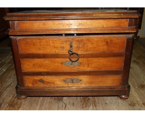 A 19th century French box, in the form of a commode chest of drawers, on bun feet, 55 cm wide
