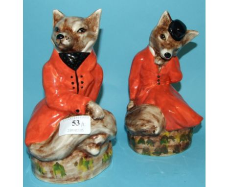 A Staffordshire pottery fox, in hunting dress, 20 cm high, and its pair (2) Condition report Report by RB

These are modern. 