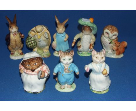 A Beswick Beatrix Potter figure, Mr Benjamin Bunny, 1st version, pipe out, and six others (two a.f.), all BP-2, and another, 