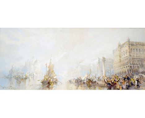 Stephen Frank Wasley (1848-1934) - 'Feast of St Mark, Venice' signed, inscribed on the original frame, watercolour and gouach