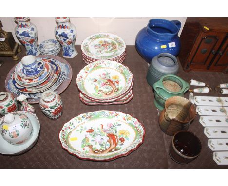 A quantity of Copeland Spode dessert ware of Peacock design for Waring &amp; Gillows