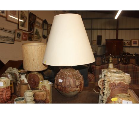 A large Bernard Rooke pottery table lamp and shade 