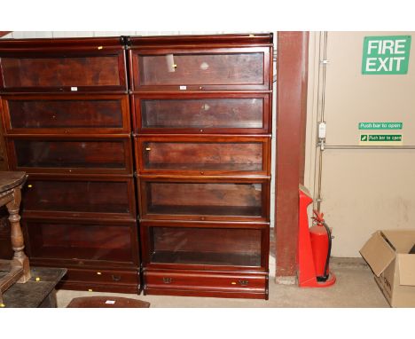 A Globe Wernicke five tier mahogany bookcase, fitted single drawer to the base 