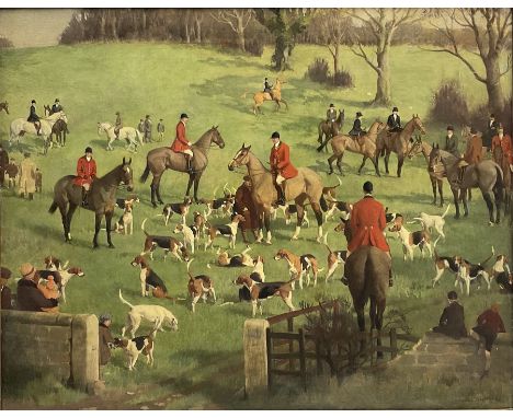 Eleanor Barbara Georgina Shiffner (British 1896-1982): The Meet, oil on canvas signed 60cm x 75cmNotes: animal, landscape and