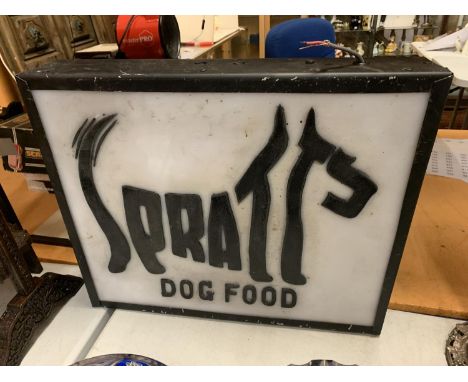 A SPRATTS ILLUMINATED LIGHT BOX SIGN 52CM X 43CM 