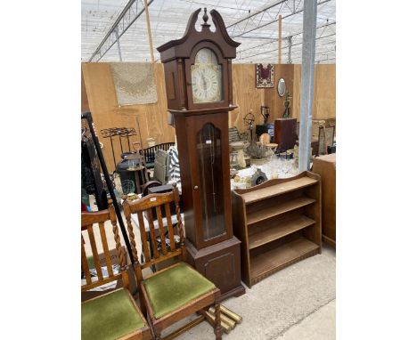 A MODERN TEMPUS FUGIT LONGCASE CLOCK WITH THREE WEIGHTS 