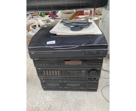 A JVC STEREO SYSTEM WITH RECORD PLAYER 