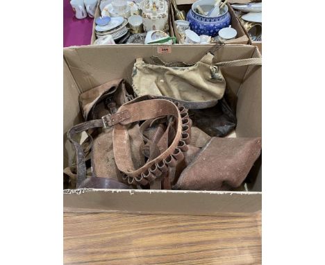 A box of ammunition belts, pouches etc.