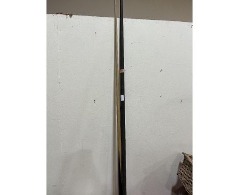 A Burroughs and Watts billiards cue with metal tube case