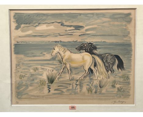 YVES BRAYER. FRENCH 1907-1990 Chevaux en Camargue. Signed in pencil and numbered 66/150. Print on paper 20½' x 27'