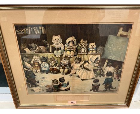 AFTER LOUIS WAIN. BRITISH 1860-1939 Mrs Tabitha's Cats Academy. Print on paper 12½' x 16'