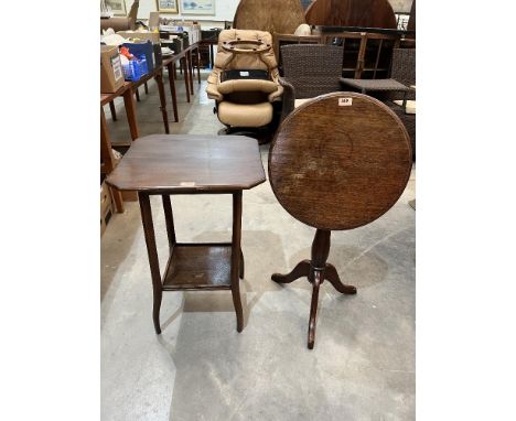 A small mahogany snap-top tripod table and a mahogany two-tier occasional table