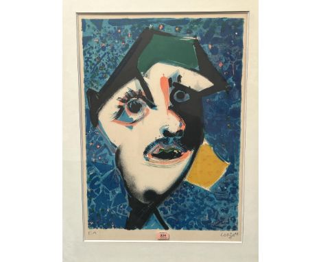 BERNARD LORJOU. FRENCH 1908-1986 E.A. An abstract head study. Signed and inscribed in pencil. Print on paper 28' x 20'