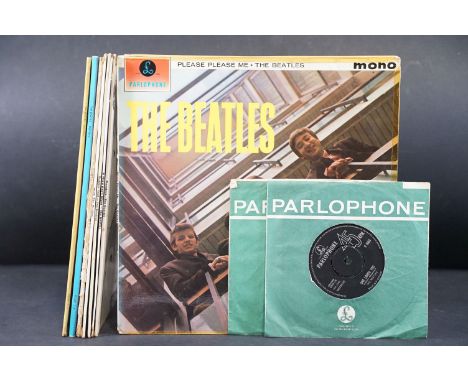 Vinyl - 8 The Beatles LPs &amp; 2 7" singles to include Please Please Me (33 1/3 to label, early sleeve), Revolver, A Hard Da