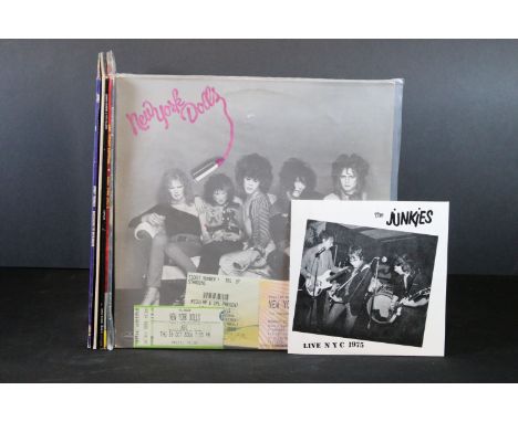 Vinyl - 6 The New York Dolls and members LPs, 1 7" and 3 UK ticket stubs from the 2000s to include Too Much Too Soon (Dutch p
