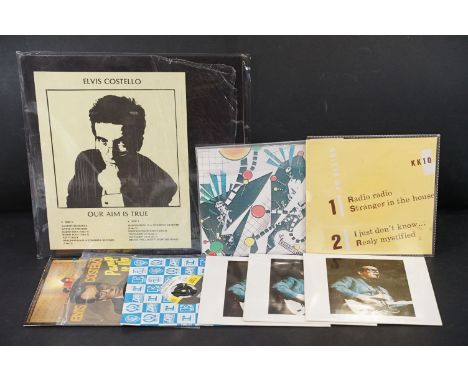 Vinyl - One album and 8 7” singles by Elvis Costello including private pressings, to include: Our Aim Is True (US 1977 privat