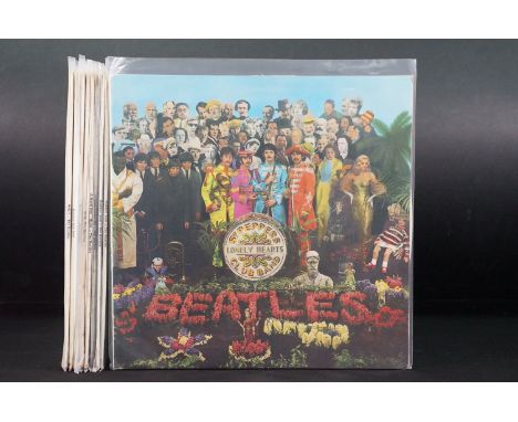 Vinyl - 9 mono The Beatles original UK pressing LPs all with yellow Parlophone labels to include Sgt Pepper, Rubber Soul x 2 