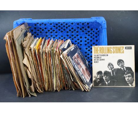 Vinyl - Over 70 Rock &amp; Pop 7" singles to include The Rolling Stones, The Beatles (inc foreign pressings and EPs), Francoi