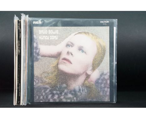 Vinyl - 12 David Bowie LPs to include Hunky Dory x 2 (3E/3E no Main Man, and a Canadian pressing), Low (stickered back sleeve