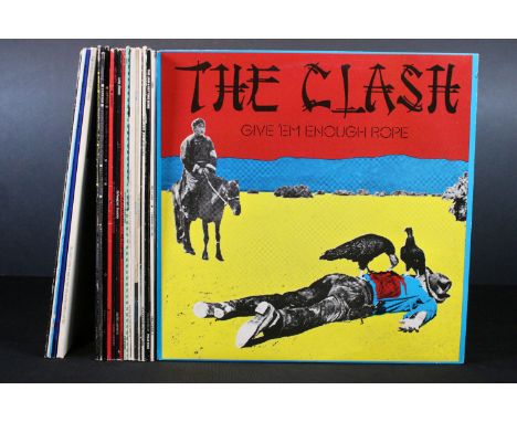 Vinyl - 18 Punk / New Wave LPs and 3 12" by UK artists to include The Clash x 2, The Jam x 4, Vaultage 78 compilation, Elvis 