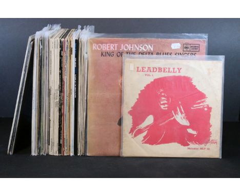 Vinyl - 41 Blues LPs (inc 2 10") to include Robert Johnson, Leadbelly (5 LPs and 2 10" LPs), Son House, BB King x 5, Bobby Ki