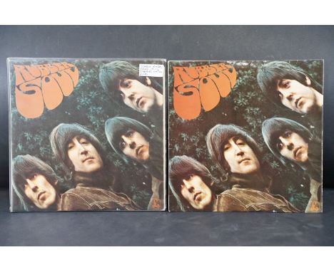Vinyl - 2 copies of The Beatles Rubber Soul on Parlophone Records to include original mono loud cut issue with yellow Parloph