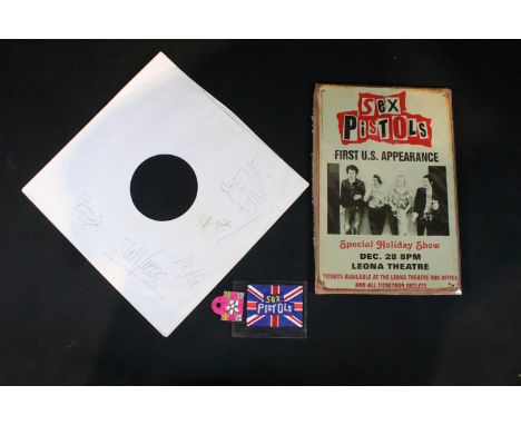 Memorabilia / Autographs - 3 Sex Pistols items to include: Sex Pistols LP inner sleeve signed by: Sid Vicious, Johnny Rotten,
