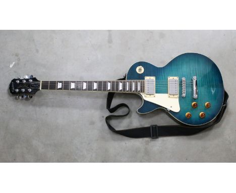 Guitar - Epiphone Les Paul ltd edition left handed electric guitar in blue finish with hard case