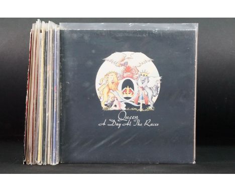 Vinyl - 10 Queen &amp; members LPs and 11 12" singles to include A Day At The Races, Jazz, Live At Wembley '86, Live Magic, A
