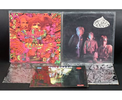 Vinyl - 5 Cream LPs to include Fresh Cream (UK mono), Disraeli Gears (UK stereo), Wheels Of Fire (UK double Polydor press), W