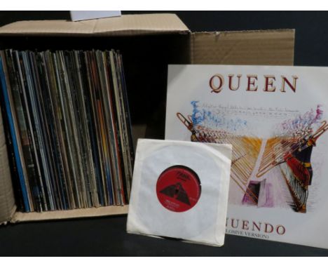 Vinyl - 58 Rock &amp; Pop LPs, 3 12" and 13 7" to include The Beatles, Fats Domino, Queen (1LP, 1 12", 1 7"), Buddy Holly, El