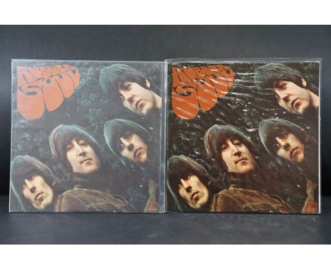 Vinyl - 2 copies of The Beatles Rubber Soul on Parlophone Records to include original mono loud cut issue with yellow Parloph