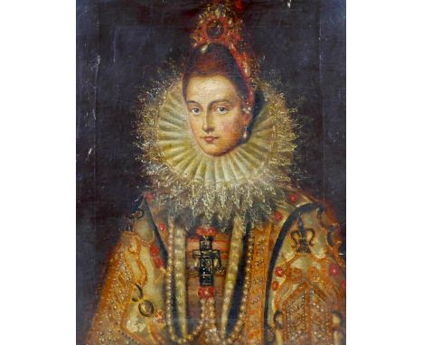 Continental School (19th century): A half length portrait of Isabella Clara Eugenia the Archduchess of Austria (1566-1633), u
