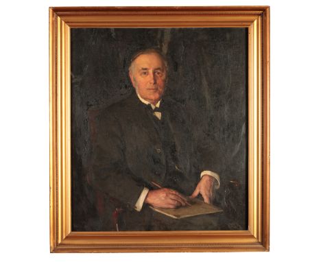 FAIRLIE HARMER, 6th Baronet (1841-1920) A portrait of Hubert James Medlycottsitting in an interior with a sketchpad on his la