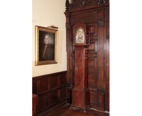 A GEORGE II MAHOGANY LONGCASE CLOCK inscribed "Richard Harwicke Ashwick"with an eight day bell striking movement, the brass d