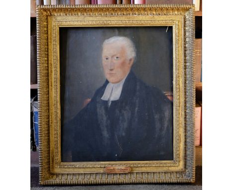 ENGLISH SCHOOL, 19th century A portrait of the Reverend Edward BradfordRector of Stalbridge, oil on canvas, 65cm x 54cm, in a