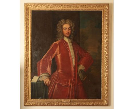 CIRCLE OF CHARLES JERVAS (1675-1739) A portrait identified as Peter Waller of Stalbridge, standing three-quarter length in an