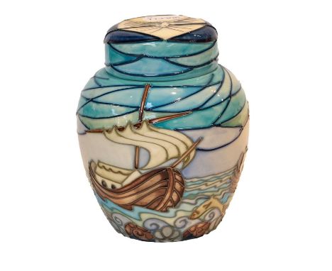 Modern Moorcroft pottery: a ginger jar and cover decorated with Noah's Ark, 16cm highCondition report: Crazing throughout, ot