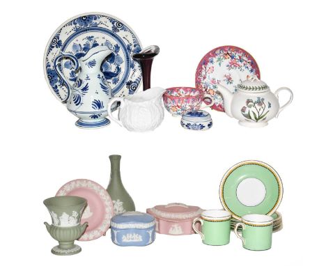 Miscellaneous ceramics, to include: Wedgewood Jasperware, Adderley's coffee set, Wedgewood country ware, Modern Delftware, a 