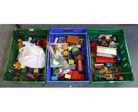 Lesney large Massey-Harris tractor and assorted Britain's Agriculture and other vehicles (three boxes)