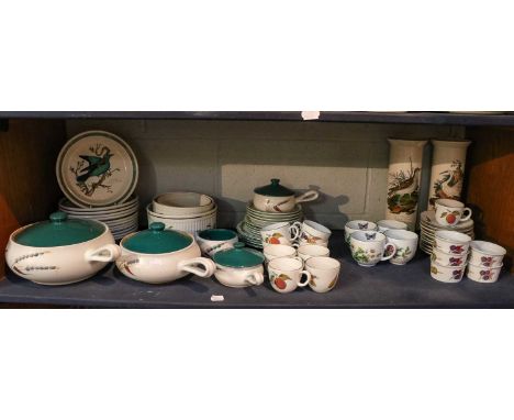 Royal Worcester Evesham dinnerwares, Portmerion Birds of Britain and Denby Green Wheat (one shelf); together with a Losol War