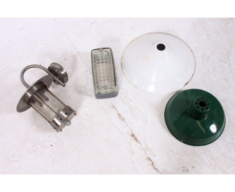 A group of retro / vintage / industrial pendant and bulkhead light fittings