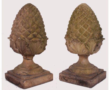 A Pair of Stone architectural salvage large pineapple finials taken from the Hanham Methodists Church. The finials appearing 