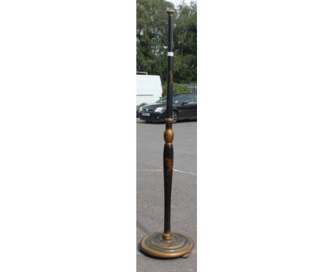 A mid 20th century Japanese lacquered standard lamp having decoration to the column and base