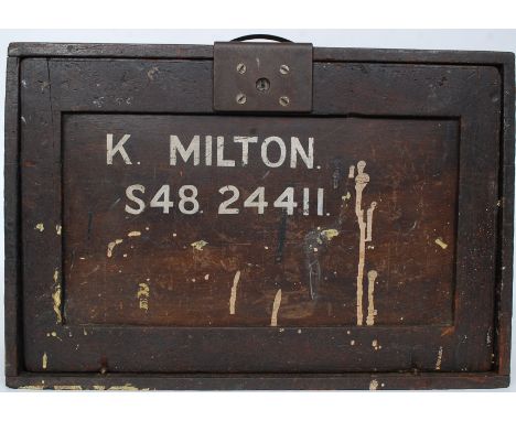 An early 20th century engineers field toolbox with drop down front, drawers to interior complete with the tools