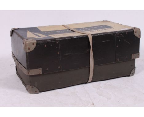 A vintage mid 20th century Industrial laundry case with original notation for Lee White & Inverness to the top H26 W61 D36cm