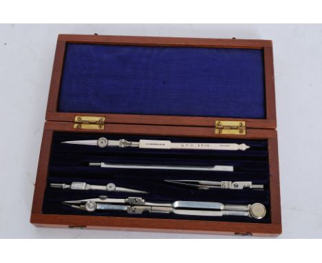 A vintage wooden cased set of General Post Office Issue 1936 architects tools by JA Nicholl & Co