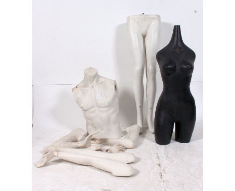 A vintage female form mannequin along with a later one H95 W30 D25cm