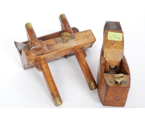 Woodworking tools - an antique plough plane, no makers marks but decorated nicely with brass detailing, along with a vintage 